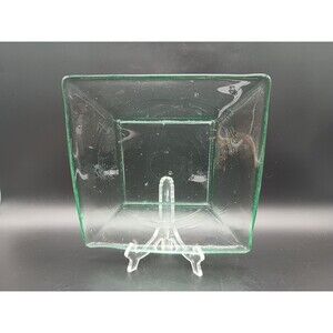 recycled glass plate Handmade Art Glass Green 8.5" Square Heavy